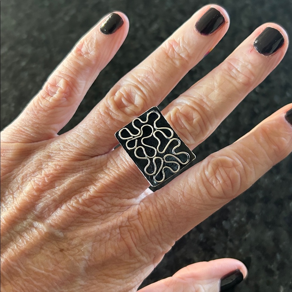 New! Sterling Silver Rectangle Ring: Big Geometri… - image 7